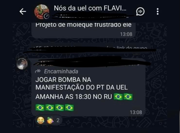 Ameaças de grupo pró-Flávio Bolsonaro a ato na UEL circulam nas redes